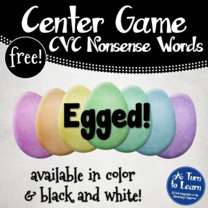 Egged - Nonsense CVC Words Center Freebie