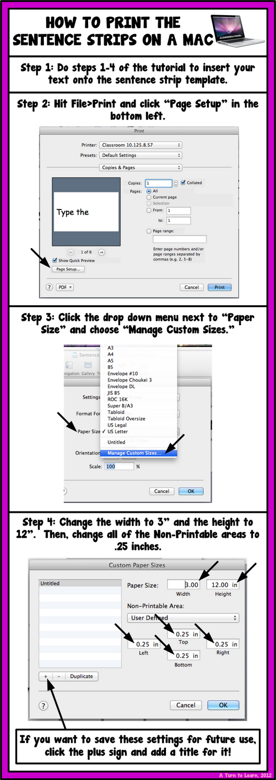 how to print on sentence strips... step by step tutorial with pictures!