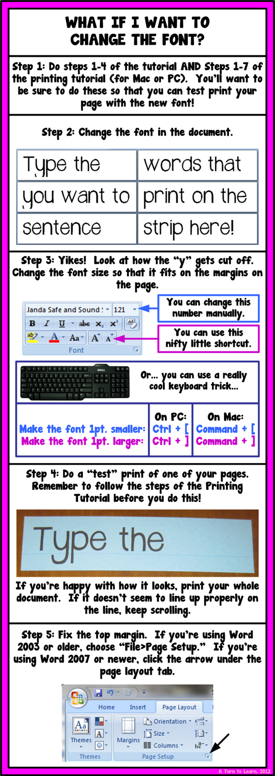 how to print on sentence strips... step by step tutorial with pictures!