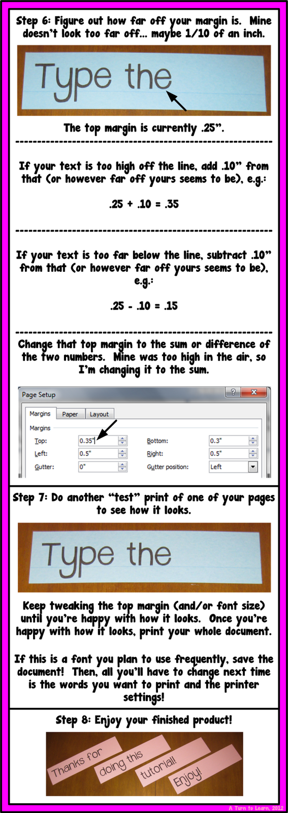 how to print on sentence strips... step by step tutorial with pictures!