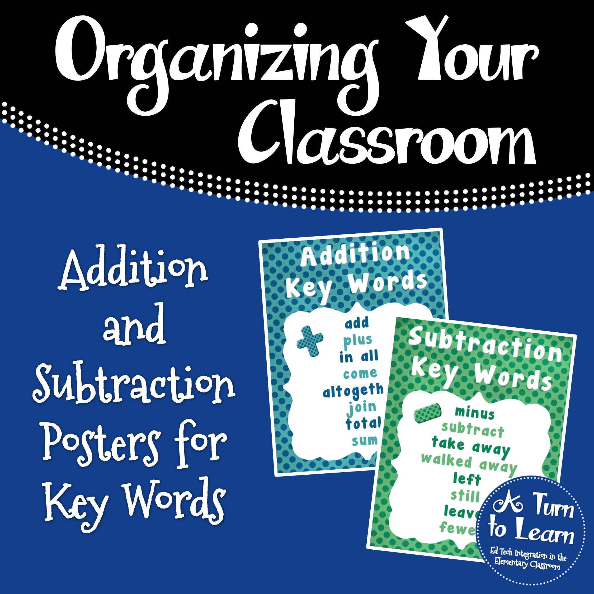 Addition Subtraction Key Word Posters June Problem Of The Day A Turn To Learn