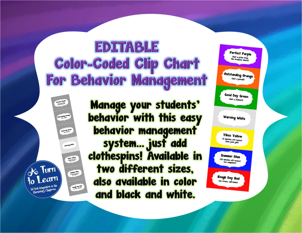 Editable Behavior Management Chart • A Turn to Learn