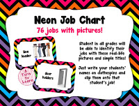 bright, neon job chart... so fun and the pictures will help all students be able to "read" the job chart!