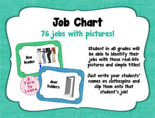 this cute job chart has pictures to help your students easily identify their job, even if they're not reading yet!