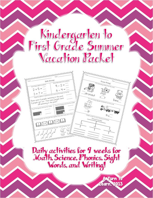 summer daily worksheets for kindergarten students entering first grade a turn to learn