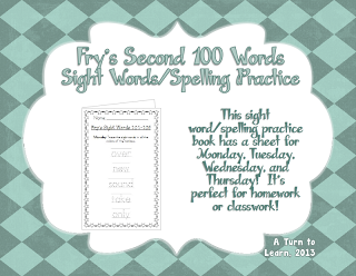 http://www.teacherspayteachers.com/Product/Spelling-Practice-Book-Frys-Second-100-Sight-Words-101-200-757475