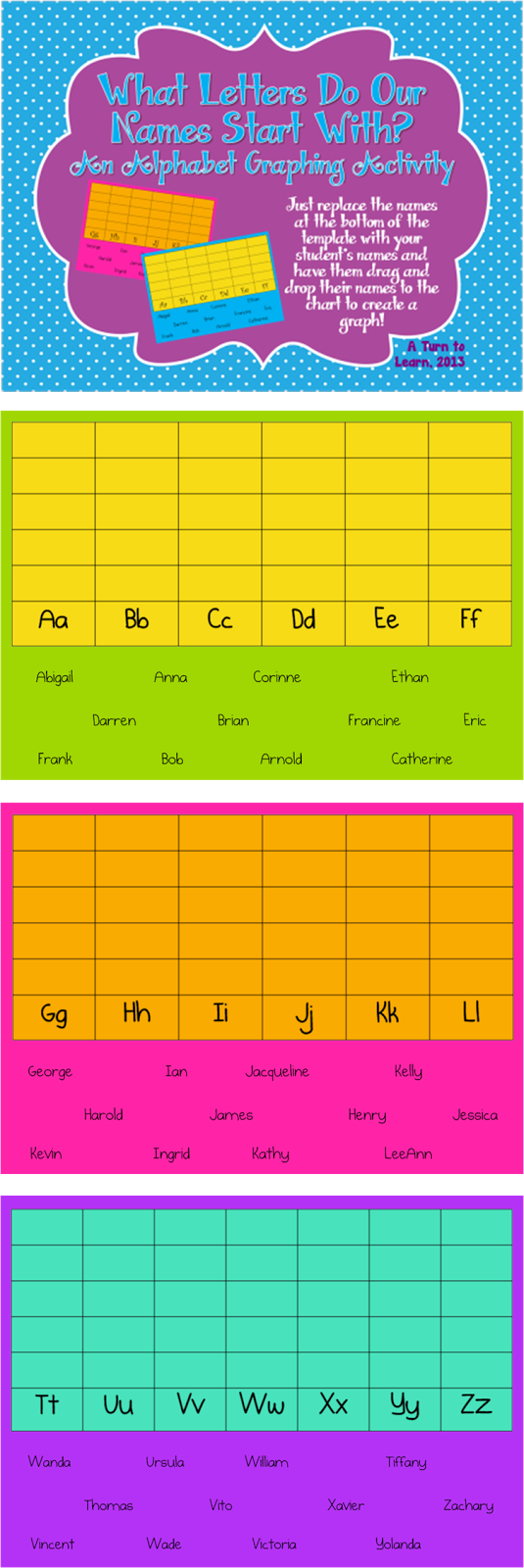 Smartboard Activity for Graphing the First Letter of Your Name