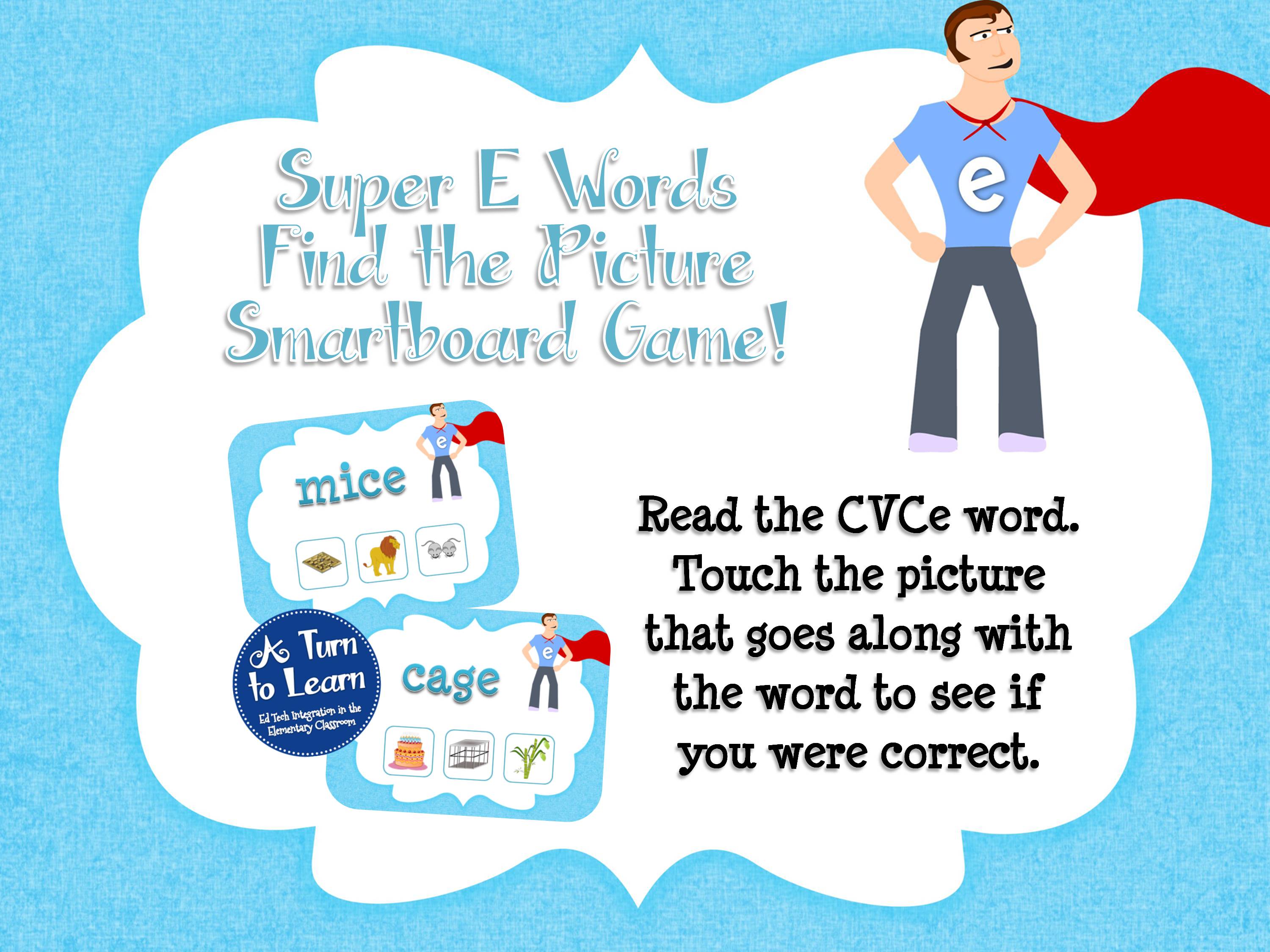 CVCe Smartboard Game - Reading words with super e!