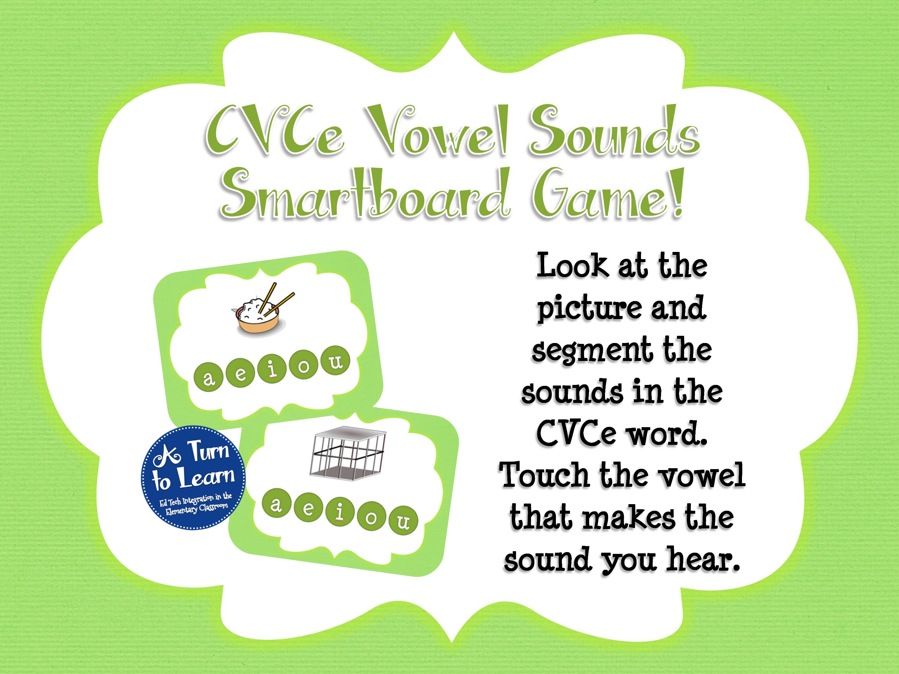 CVCe Smartboard Game - Middle vowel sounds and long vowel soundds