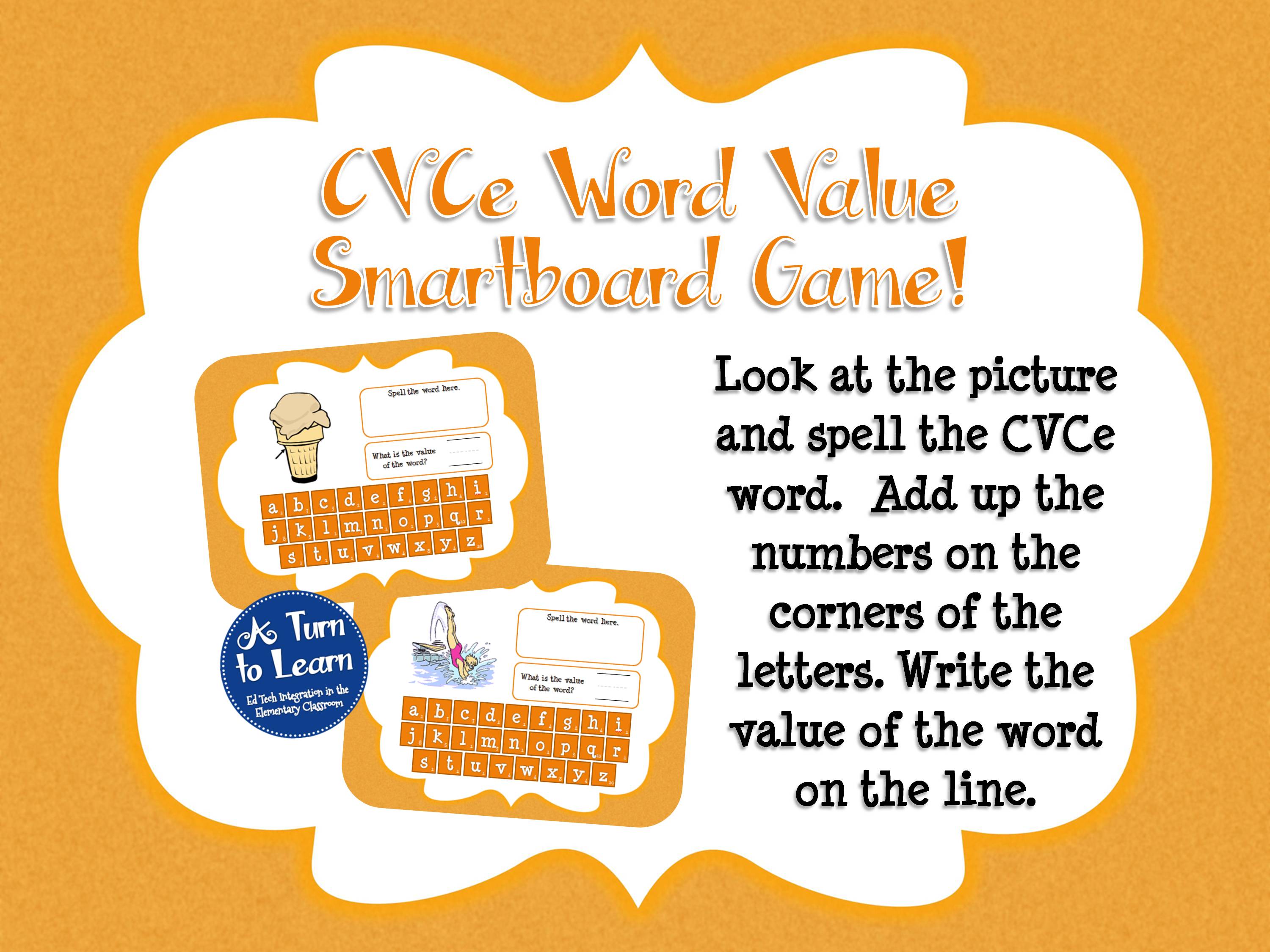 CVCe Smartboard Game - Word value fun for spelling and math!