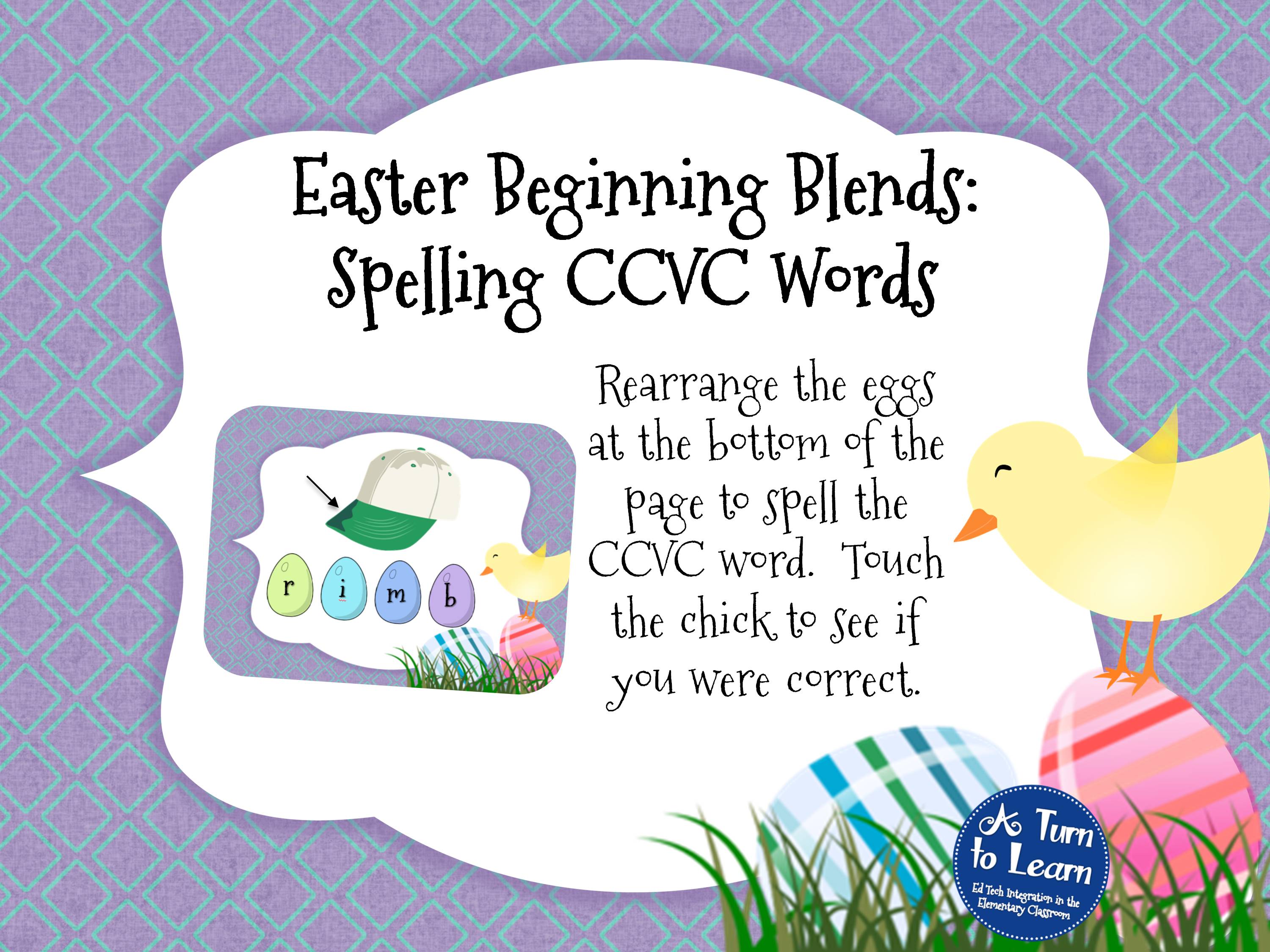 Easter Beginning Blends Smartboard Game