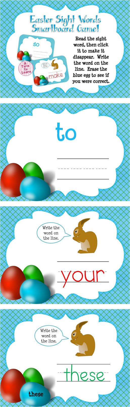 http://www.teacherspayteachers.com/Product/Easter-Sight-Words-Smartboard-or-Promethean-Board-Game-Frys-First-100-Words-1180458