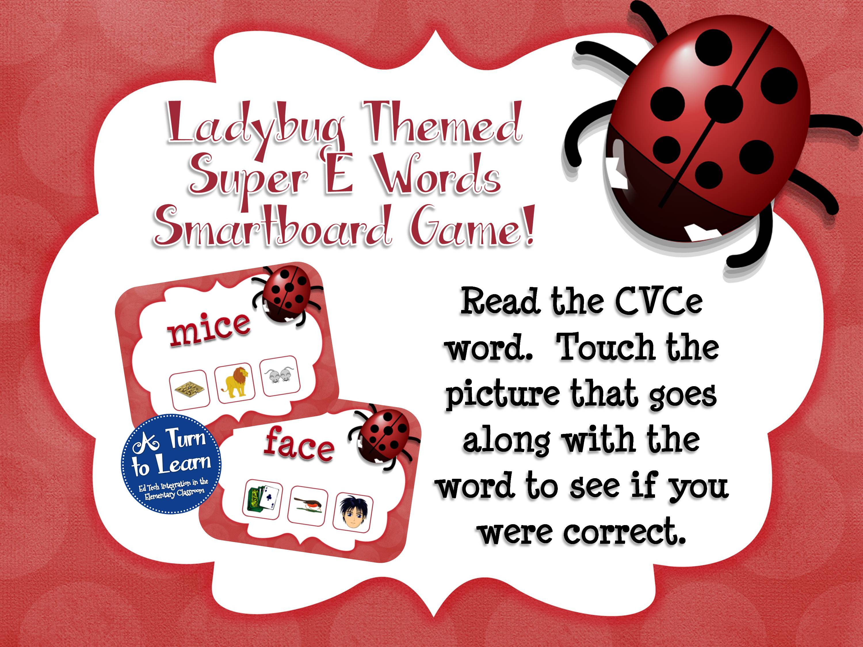 Ladybug CVCe Words Smartboard Game