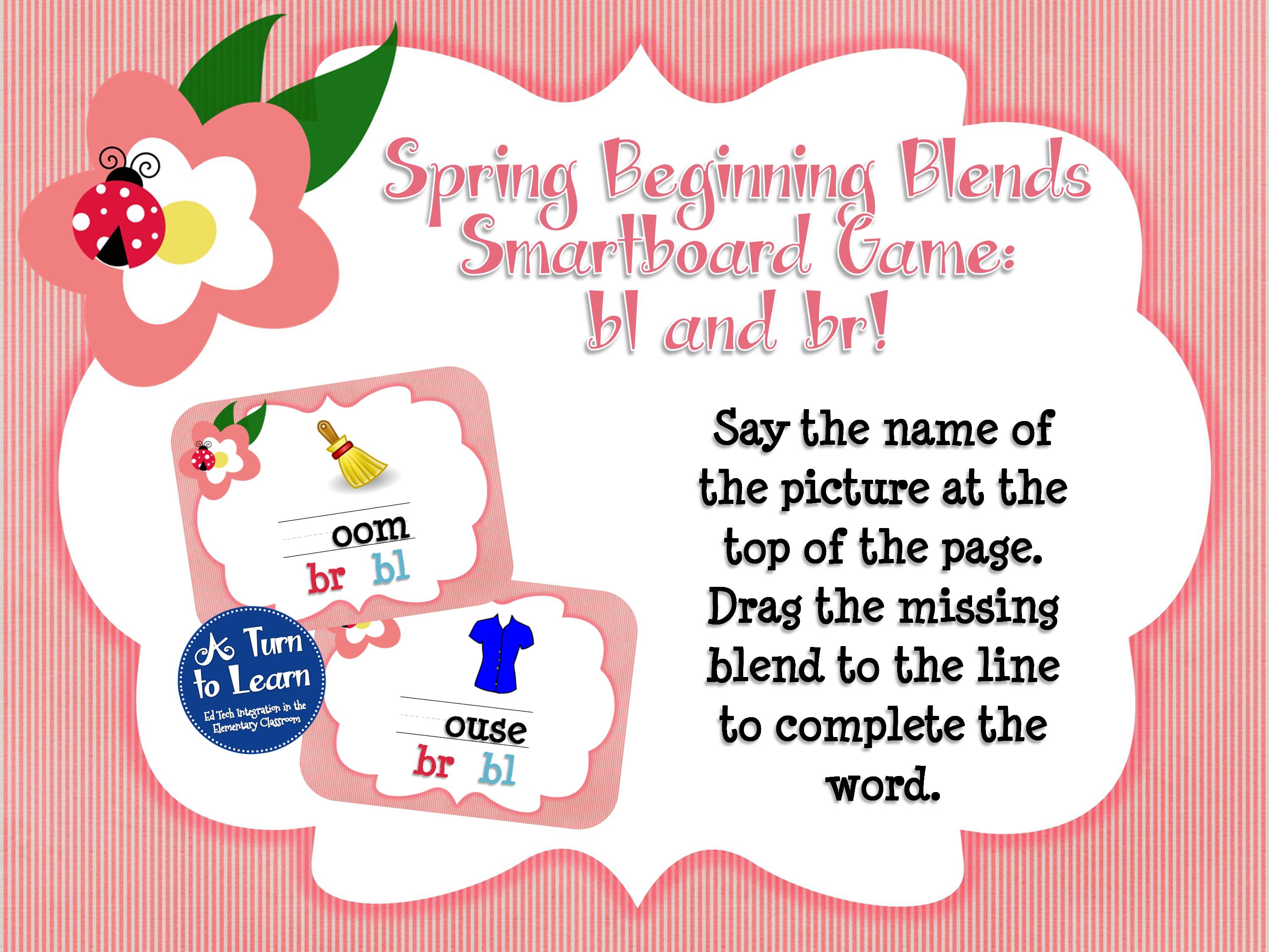 Spring Beginning Blends (bl and br) Smartboard Game