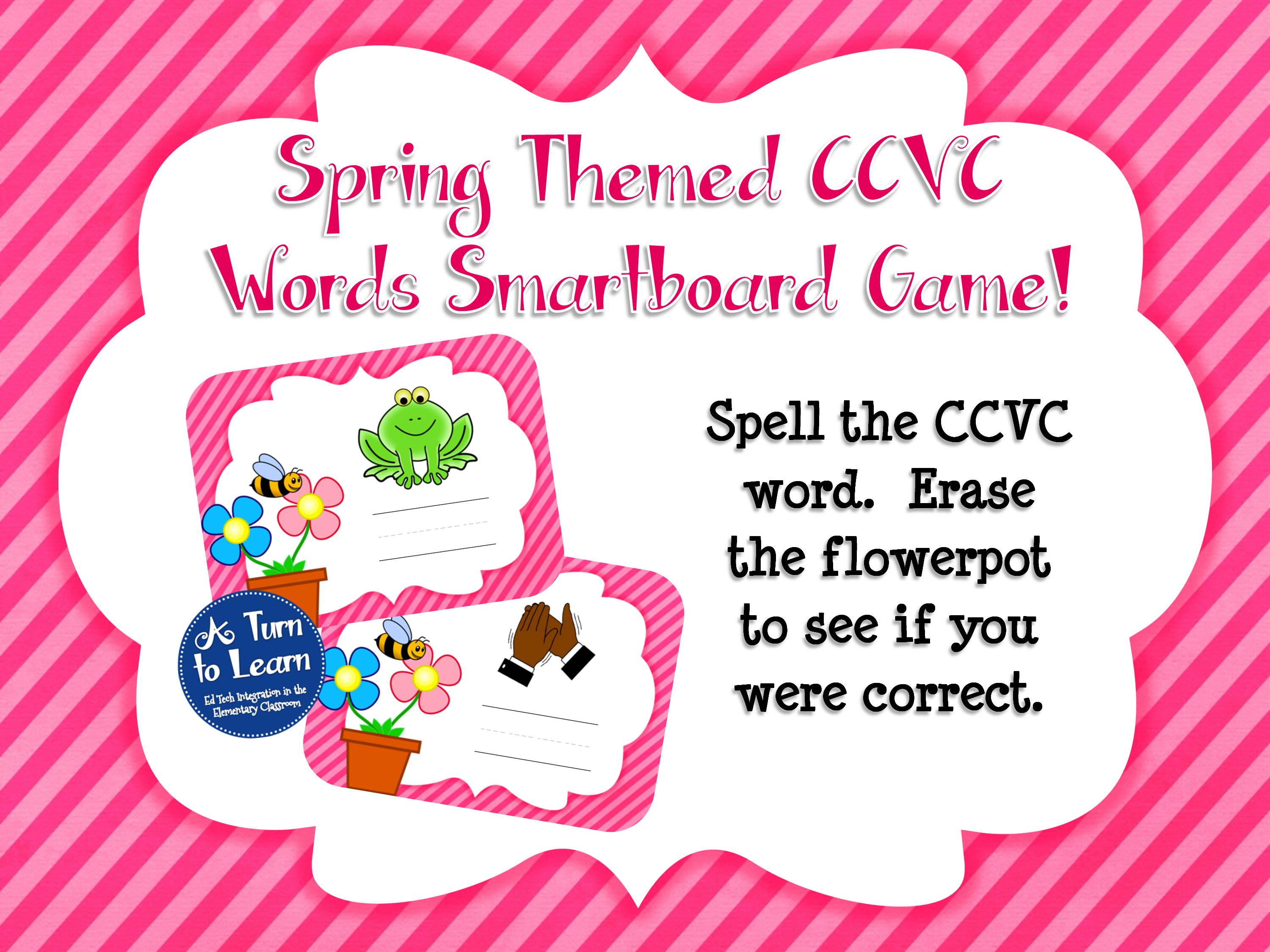 Spring CCVC Words Smartboard Game... perfect for beginning blends!