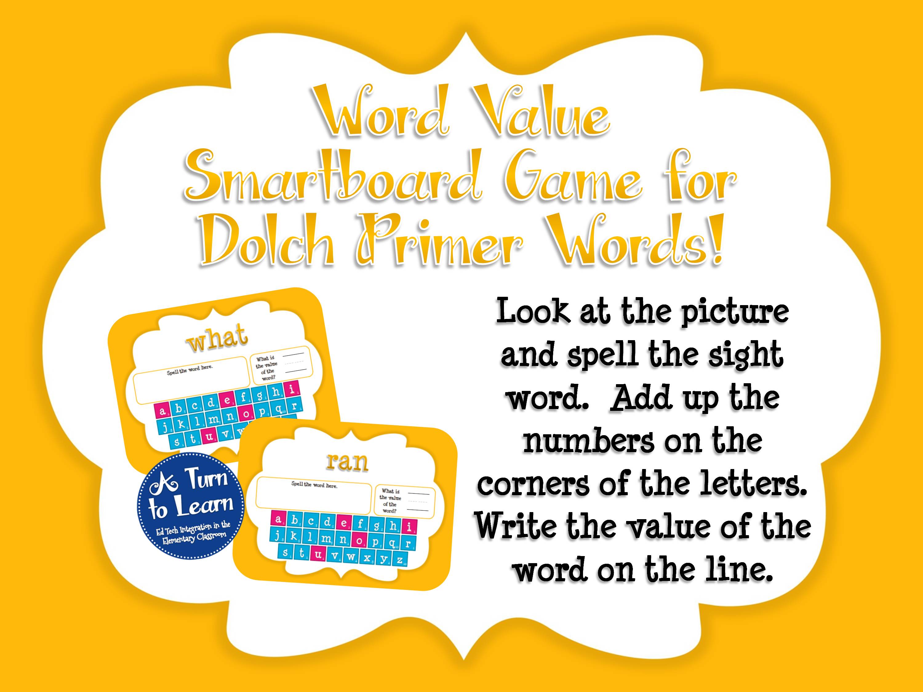 Sight Word Smartboard Games: Dolch Word Value, Primer