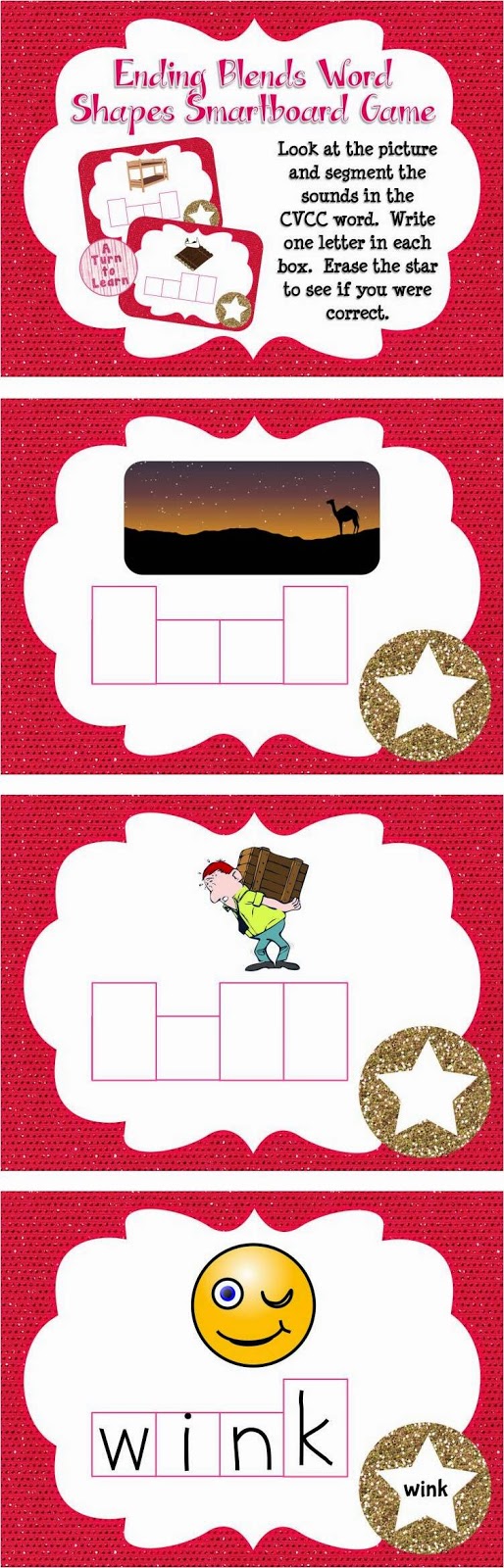 Ending Blends/CVCC Word Shapes Game for Smartboard or Promethean Board! 