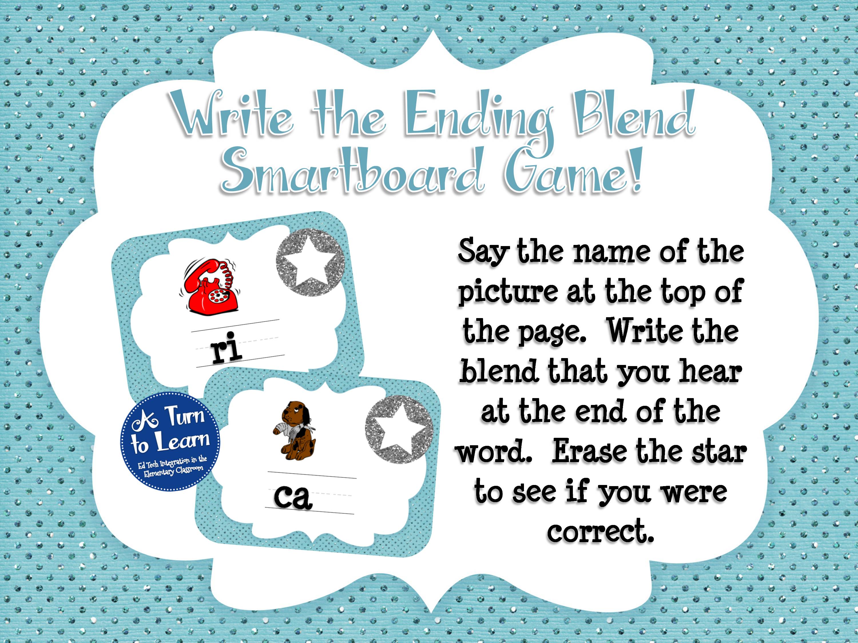 Ending Blends Smartboard Game - Write the Blend