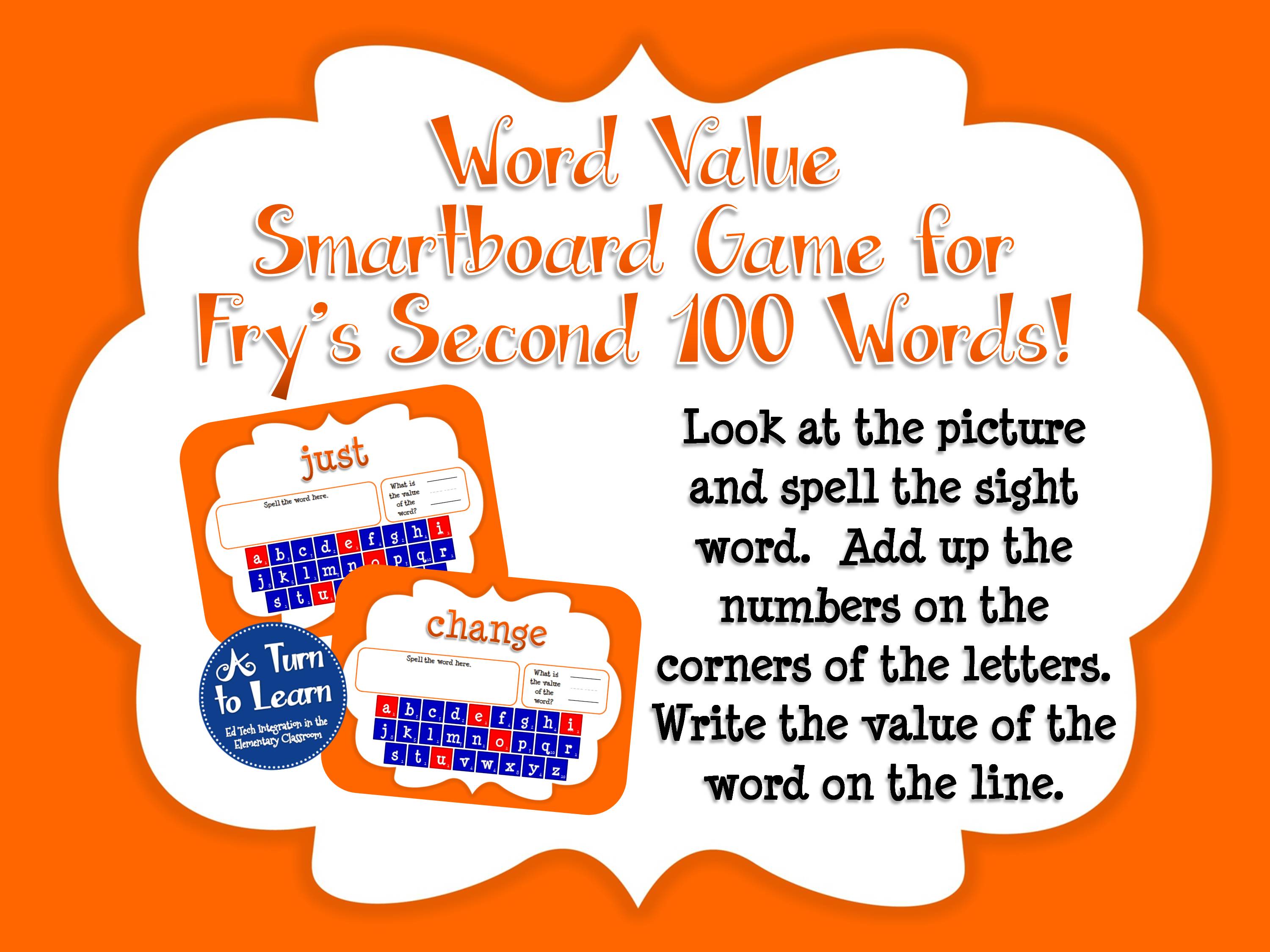 Sight Words Smartboard Game: Fry's Second 100 Words