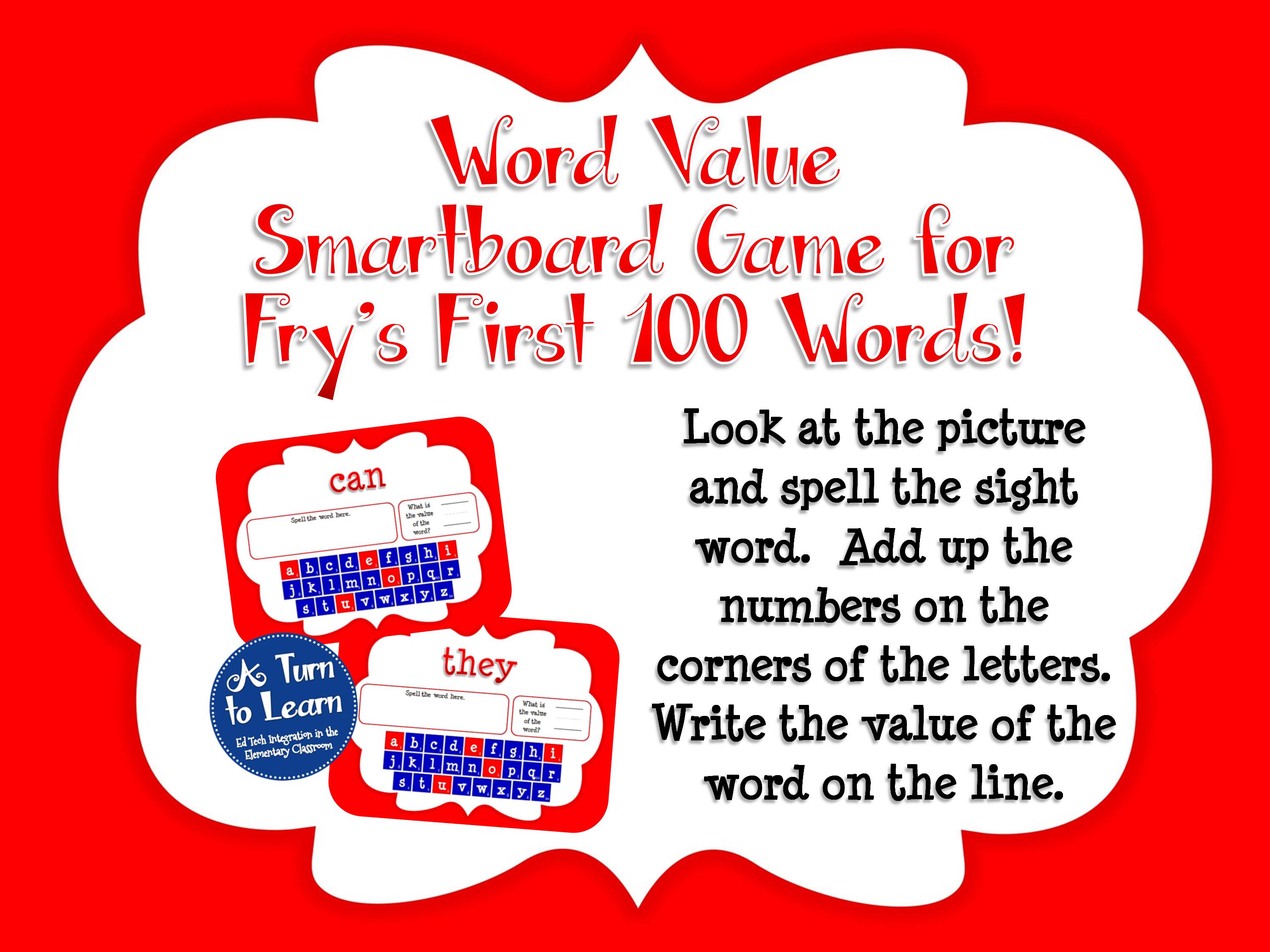 Sight Words Smartboard Game: Fry's First 100 Words