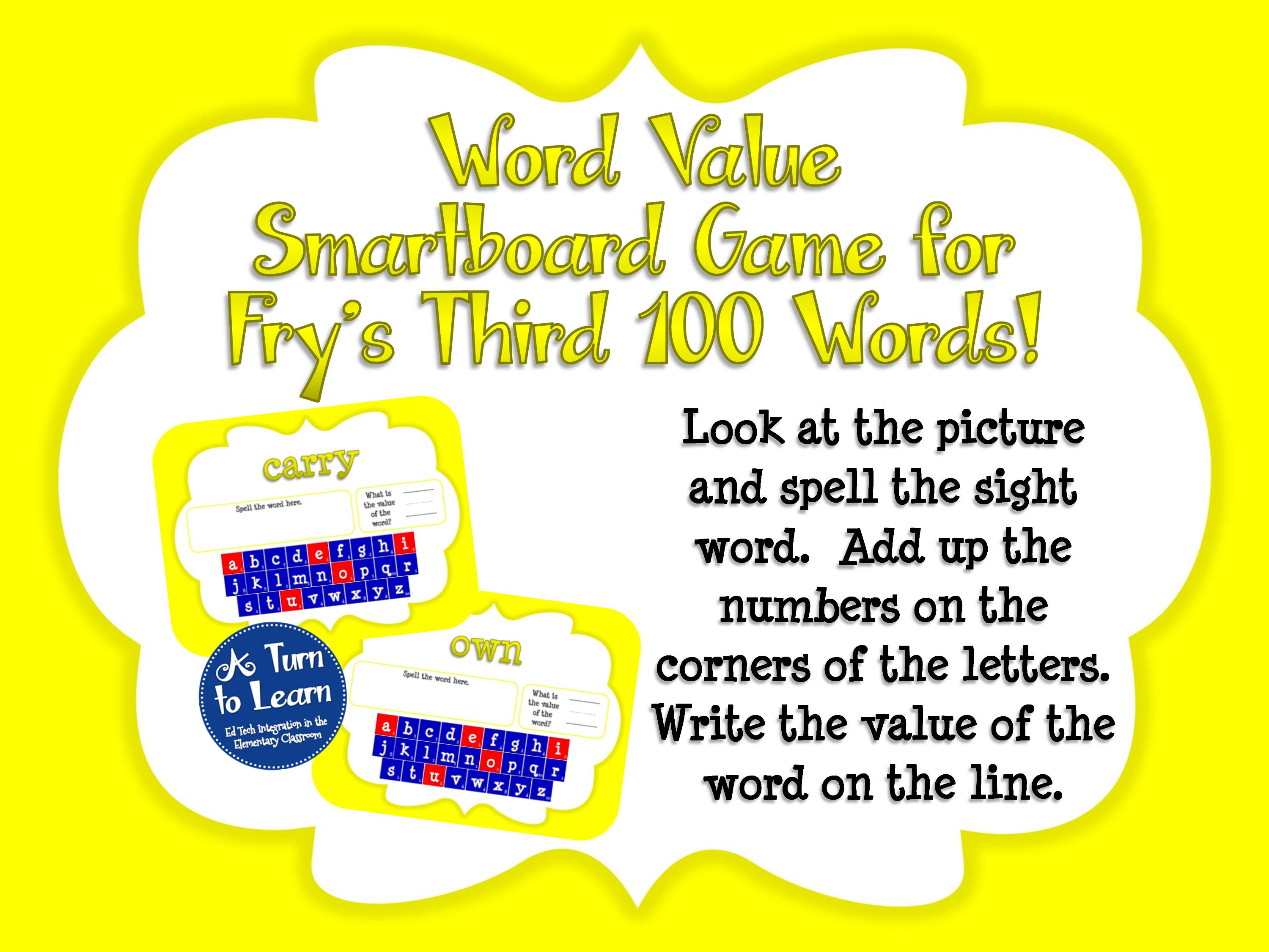 Sight Words Smartboard Game: Fry's Third 100 Words