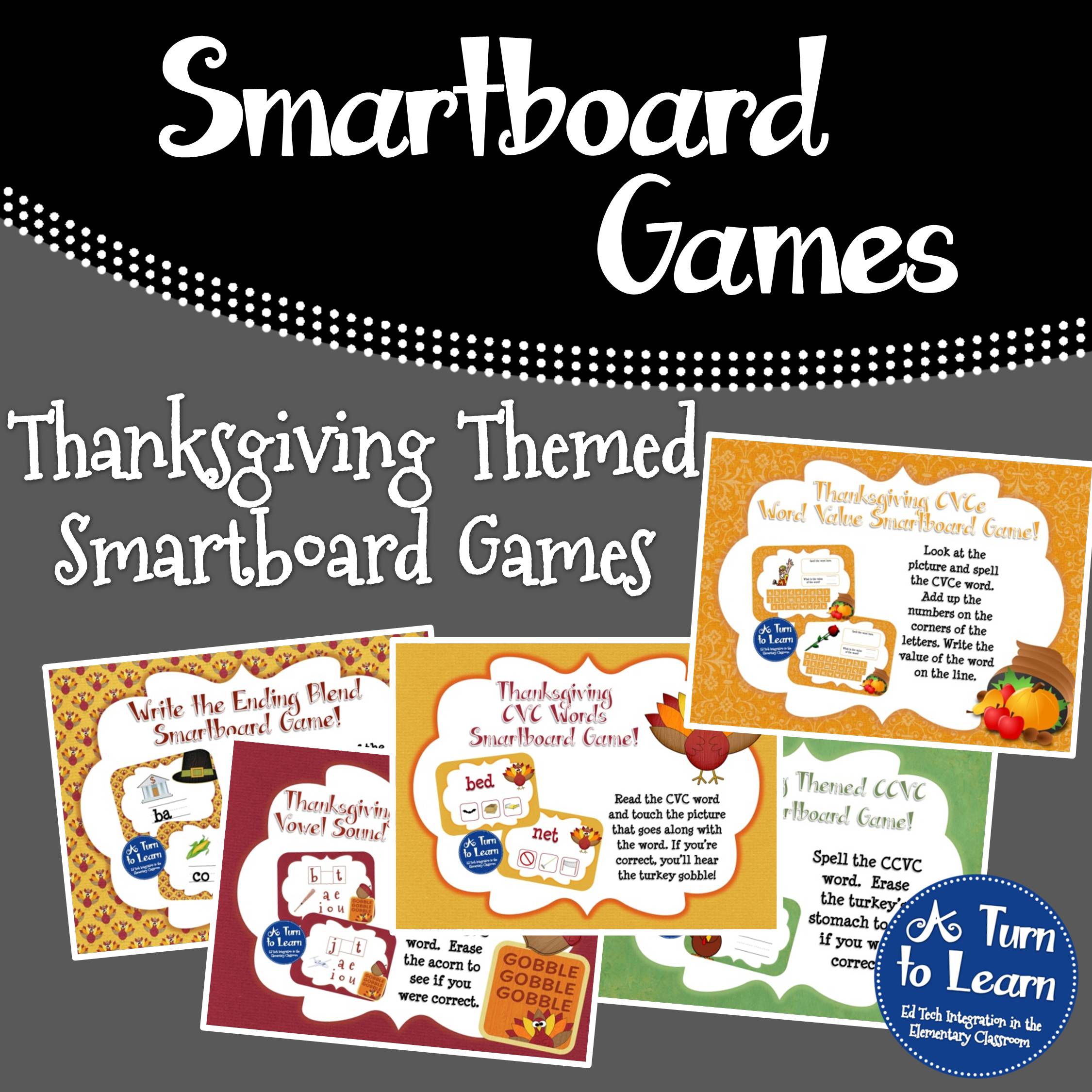Thanksgiving Themed Games for Smartboard/Promethean Board... Practice CVC and CVCe words as well as beginning and ending blends, 