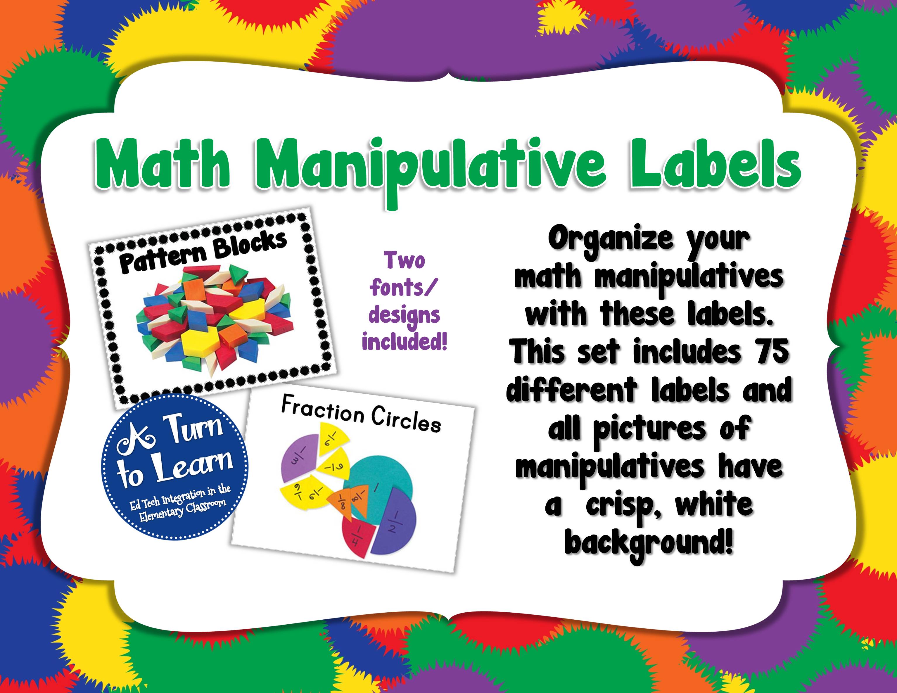 Math Manipulative Labels